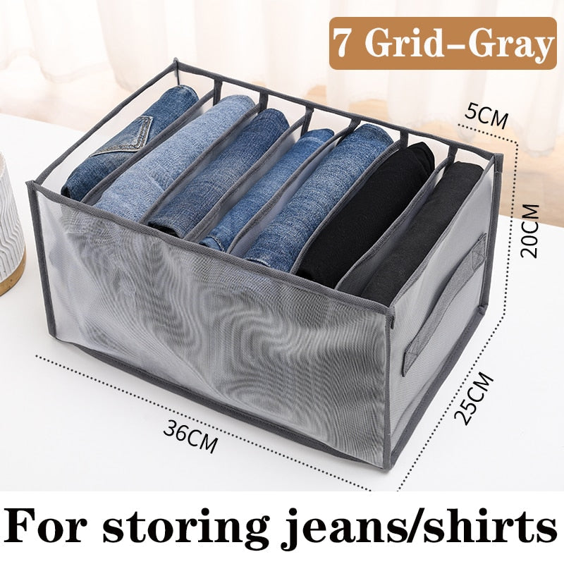 eybag 7 Grid Jeans Storage Boxes Closet Organizer Wardrobe Dividers Drawer Organizers  Foldable Underwear Storage Box