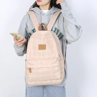 eybag - Fashion Girl College School Bag Casual New Simple Women Backpack Striped Book Packbags for Teenage Travel Shoulder Bag Rucksack