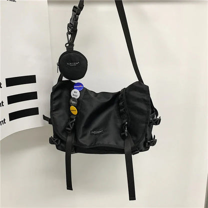 eybag Nylon Shoulder Gothic Black Crossbody Messenger Tote Bags For Men Women's Hip Hop Techwear Satchel Waist Goth Postman