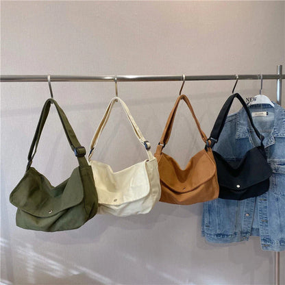 eybag Fashion Women Shoulder Messenger Bag Solid Simple Canvas Spring Shopping Bag Female Tote Crossbody Bag For Women Ladies Handbag