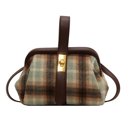 eybag Wool Blend Grid Hobos Shoulder Crossbody Bags Women Tote Handbags and Purses New Plaid Messenger Bag High Quality