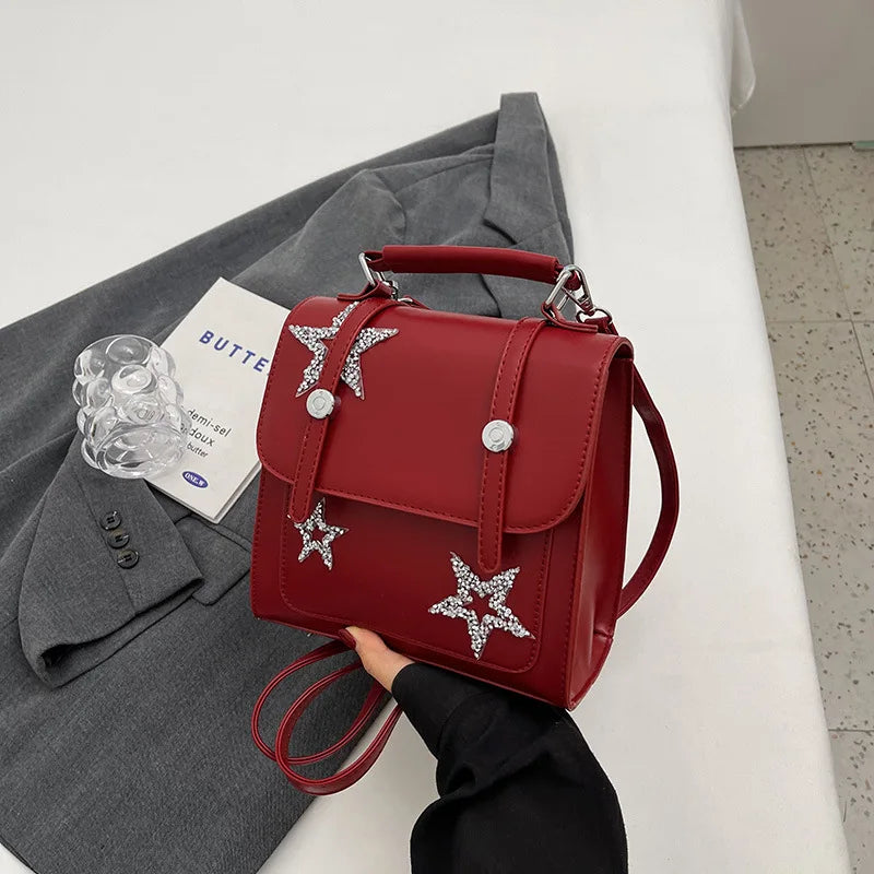 eybag Sparkling Five Point Star Backpack Women's Bag New Silver Casual Backpack Portable Shoulder Bag