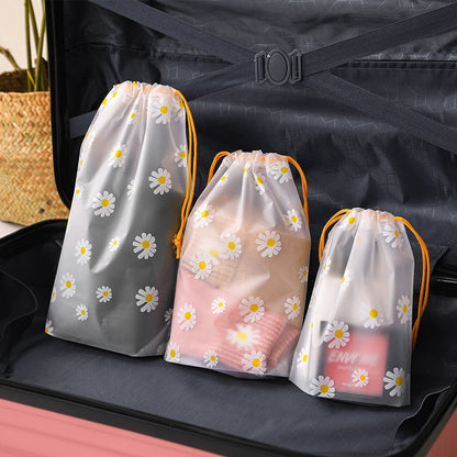 eybag 10PCS Waterproof EVA Daisy Storage Bags Drawstring Large Capacity Clothes Shoes Organizer Portable Makeup Toiletry Bags