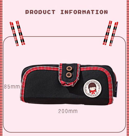 eybag Simple Design Pencil Cases Button Vintage Pen Bag Cute Kawaii Canvas Pencil Bag With Zipper Large Capacity Stationery Bag