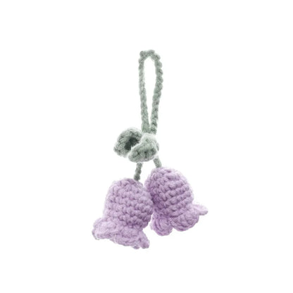 eybag Handmade Flower Knitted Keychain Keyring Women Crocheted Wool Flower Leaf Bag Pendants Car Key Ring Fresh Handbag Charms Gifts