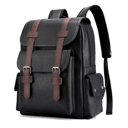 eybag Classic Vintage Men Backpack PU Leather Business Travel Rucksack High Quality Multiple Pockets Water Resistant Casual Laptop Bag