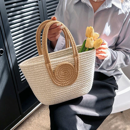 eybag New Large Capacity Girls Straw Braided Handbag Women's Out Commuter Tote Bag Female Simplicity Casual Summer Beach  Shoulder Bag