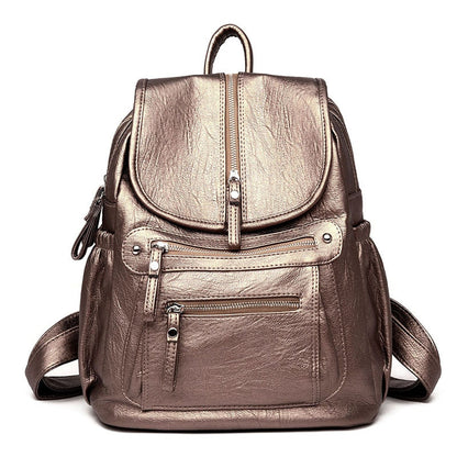 eybag Women High Quality Leather Backpacks Vintage Female Shoulder Bag Sac A Dos Travel Ladies Bagpack Mochilas School Bags for Girls