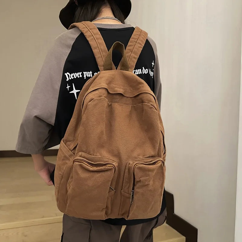 eybag Japanese Washed Canvas Shoulders Backpacks Mori Literary Leisure Large Capacity Travel Backpack College Students School Backpack