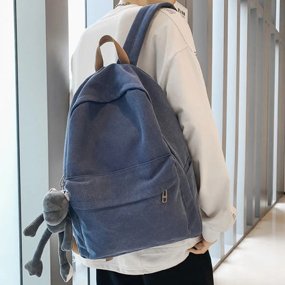 eybag Fashion Canvas Women Backpack Student School Bags For Teenage Girls Quality Solid Color Female Backpack Leisure Travel Bookbag