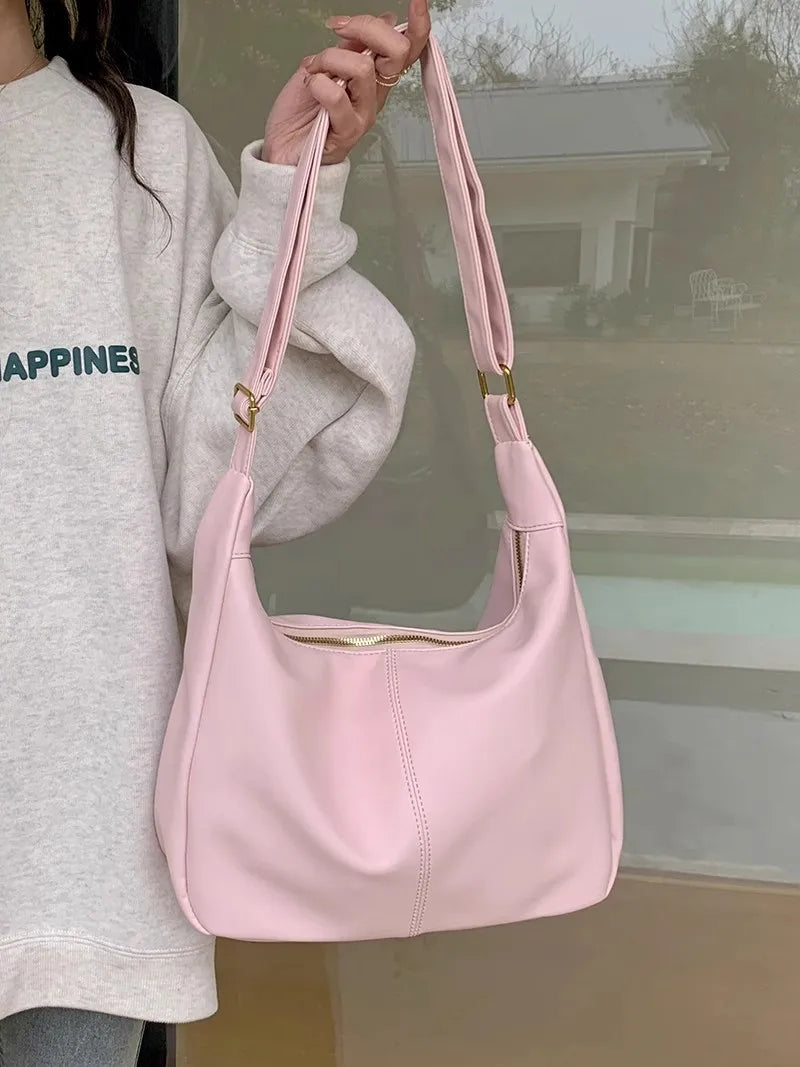 eybag Sweet Korean Fashion Shoulder Bag for Student Girl Simplicity Pink White Color Crossbody Bag Cute High Capacity Book Tote Bag