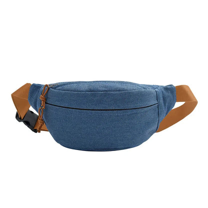 eybag Chest Bag For Women Solid Color Waist Bags High Quality Women Shoulder Bag Denim Fabric Fanny Pack Crossbody Small Bag