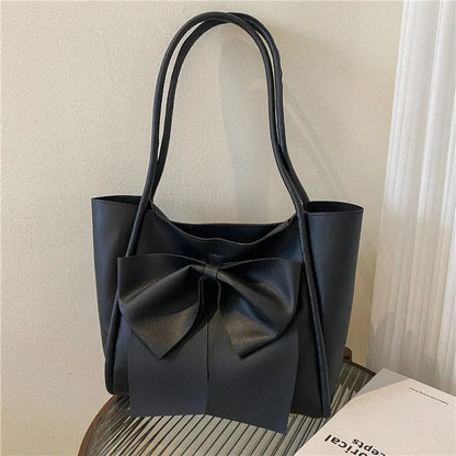 eybag PU Leather Women Tote Bags Large Capacity Fashion Bow Ladies Shoulder Bags Casual Chic All-Match Handbags