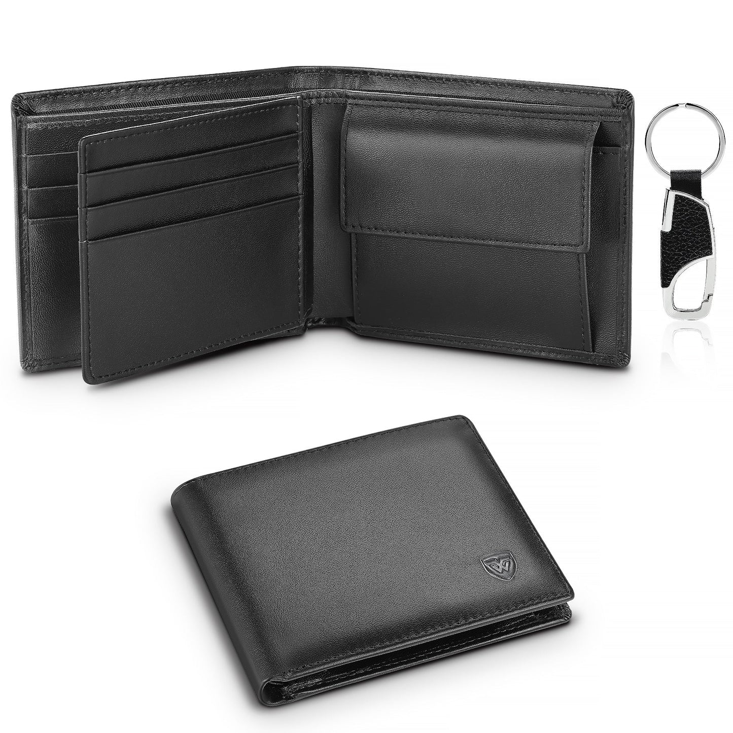 eybag Genuine Leather Wallet Men Classic Black Soft Purse Coin Pocket Credit Card Holder