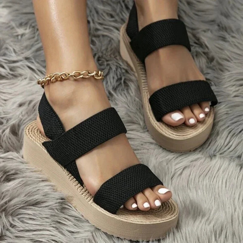 eybag New Minimalist Slingback Wedge Sandals Outdoor Summer Lightweight Slides Solid Color Thick Bottom Ladies Shoes Female Sandals