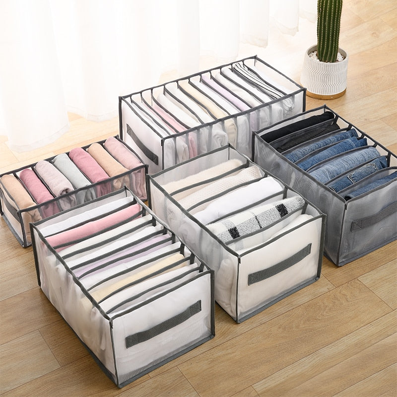 eybag 7 Grid Jeans Storage Boxes Closet Organizer Wardrobe Dividers Drawer Organizers  Foldable Underwear Storage Box