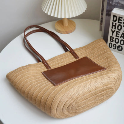 eybag Large Capacity Beach Shopping Bags High Quality Rattan Woven Shoulder Bag Women Straw Handbags Summer Travel Bag Basket Purse