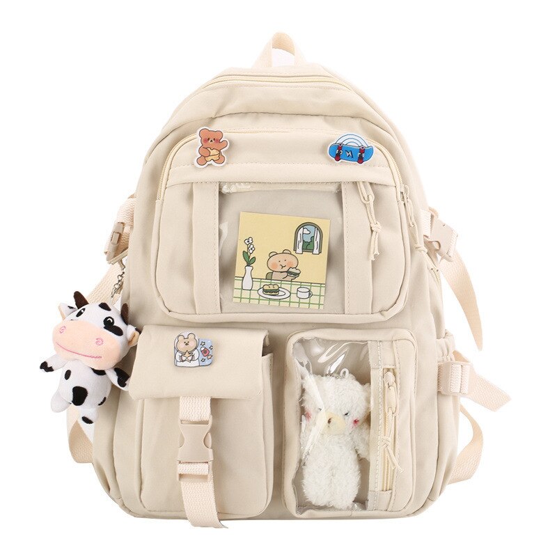 eybag Cute Student Backpacks Waterproof Multi-Pocket Nylon Multifunction  School Backpack for Female Girls Kawaii Laptop Book Pack New