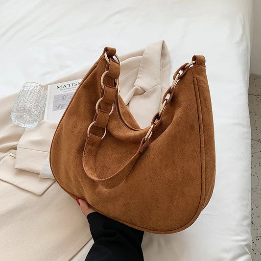 eybag High-quality Women's Autumn and Winter Retro Large-capacity Bag New Bag Female Large Bag Suede Shoulder Casual Bucket