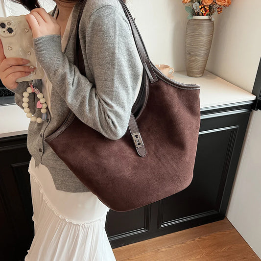 eybag Retro Suede Shoulder Bag Fashion Hobo Handbag Designer Top Handle Bag for Women Work Shopping Travel