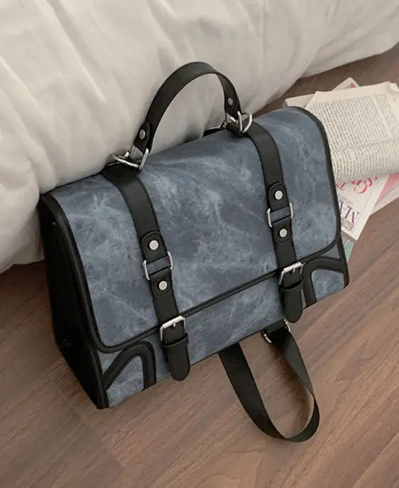 eybag Preppy Style Jk Backpack Women Autumn New Leather Handle Backpacks Briefcase Ladies Harajuku Aesthetic Blue Schoolbag