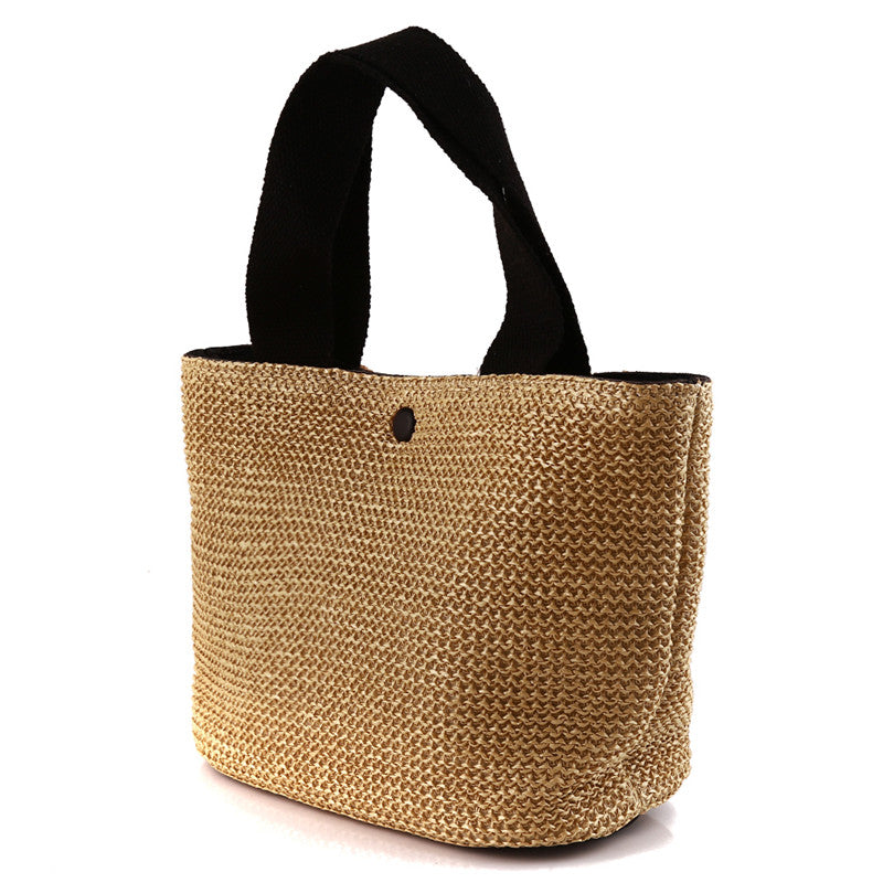 Lkblock Elegant Ladies Straw Woven Handbag Women Holiday Beach Casual Tote Top-Handle Bags Fashion Retro Shoulder Bags 2022