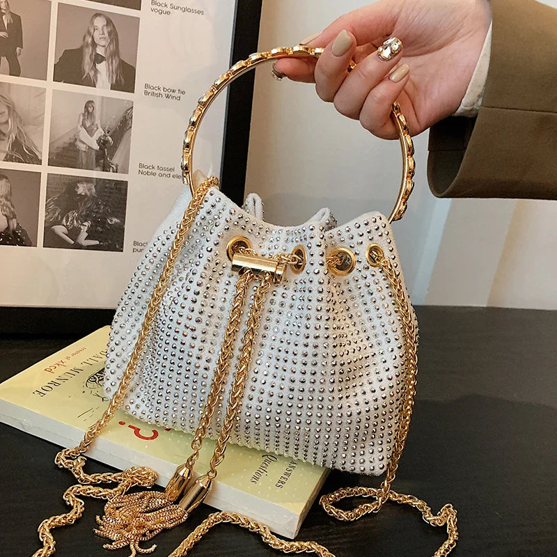 eybag Designer Chain Rhinestone Bucket Bags Totes Handbag Purses Women Shoulder Crossbody Bags New Evening Clutch Bag