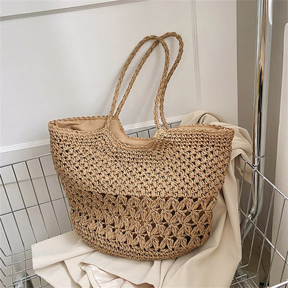 eybag Casual Design Straw Weave Bags Trend Luxury Women Shoulder Bag Fashion Female Beach Handbags Large Capacity Travel Tote Bag Sac