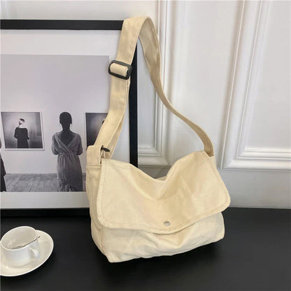 eybag Fashion Women Shoulder Messenger Bag Solid Simple Canvas Spring Shopping Bag Female Tote Crossbody Bag For Women Ladies Handbag