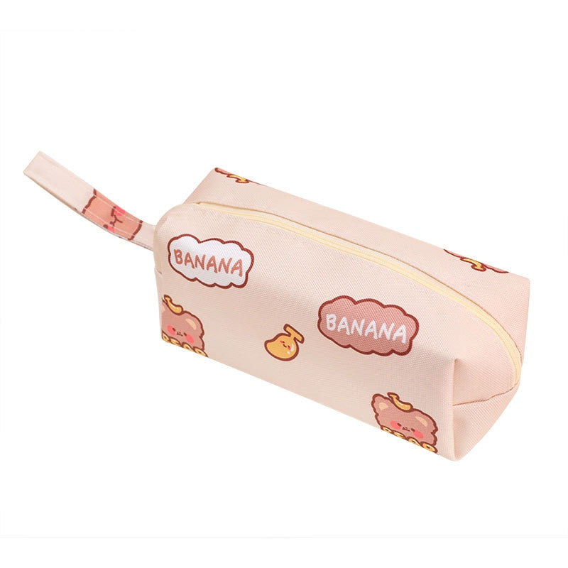 eybag Cartoon Little Bear Canvas Pencil Case Large Capacity Pencil Case Desktop Stationery Organizing Storage Bag