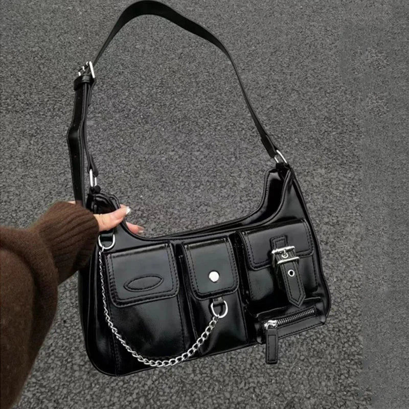 eybag Brand Design Chain Women Underarm Bag Multiple Pockets Ladies Shoulder Crossbody Bag Fashion PU Leather Purse and Handbag