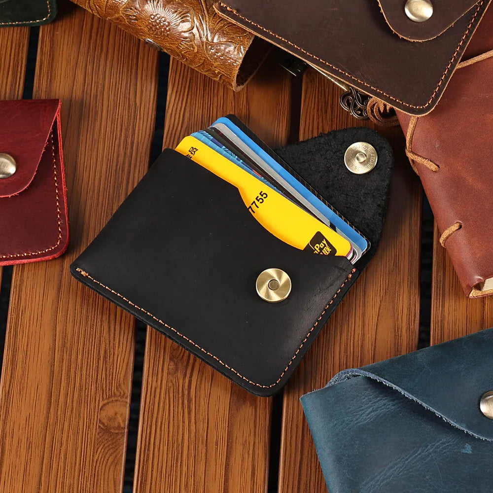 eybag Vintage Cow Leather Credit Card Holder Bank Slim Cardholder Id Card Holders for Men Mini Card Wallet