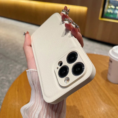 eybag Luxury Candy Color Leather Texture Phone Case For iPhone 15 14 13 12 11 Pro Max Soft Silicone Shockproof Back Cover