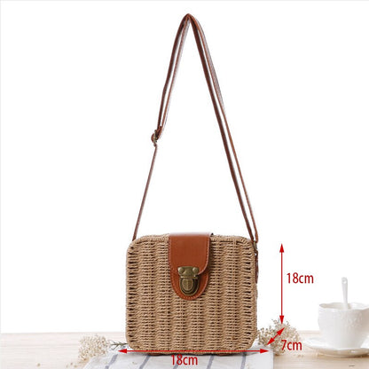 Lkblock New Half Round Straw Bags for Women Summer Beach Rattan Bag Handmade Woven Half Moon Crossbody Handbags Bohemia