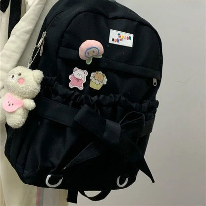 eybag Japanese 2024 New Canvas Solid Color College Girls Backpack Fashion Versatile Student Schoolbag Korean High Capacity Backpacks