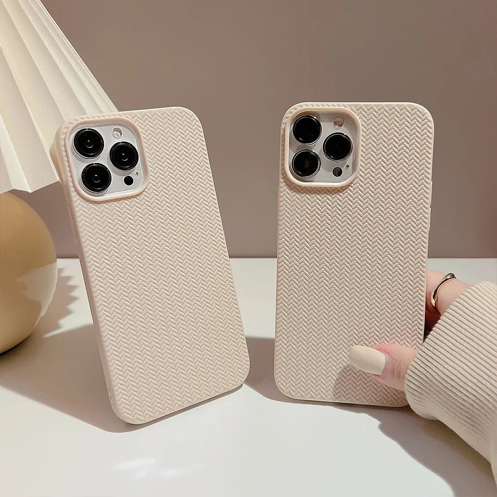 eybag Solid Braided Pattern Phone Case for IPhone 14 13 12 11 15 Pro XS Max Plus Funda for Iphone X XR 7 8 SE Soft Shockproof Cover