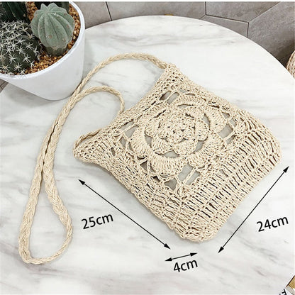 Lkblock New Half Round Straw Bags for Women Summer Beach Rattan Bag Handmade Woven Half Moon Crossbody Handbags Bohemia