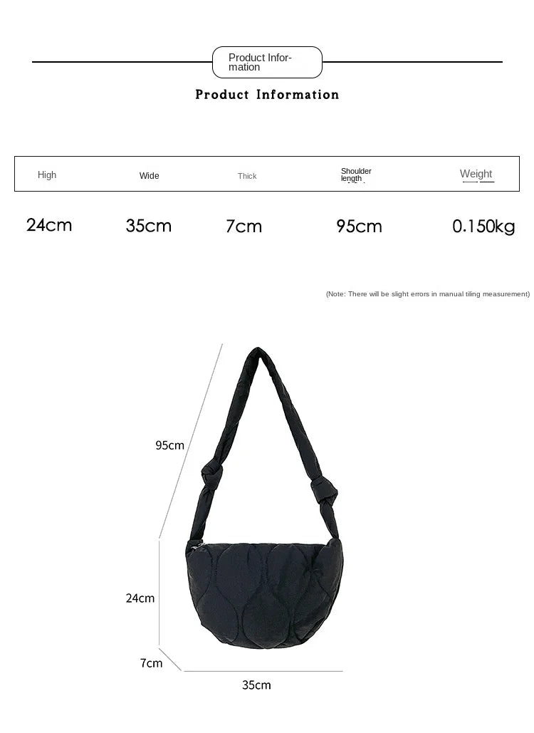 eybag Vintage Pleated Women Bag New Autumn Winter Fashion Armpit Crossbody Bag Foreign Casual Nylon Dumplings Bag Tide