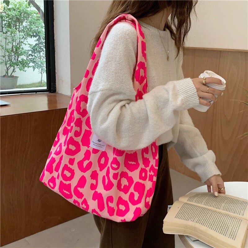 eybag Women Canvas Shoulder Bag Lattice Print Ladies Casual Handbag Tote Bag Large Capacity Cotton Reusable Shopping Beach Bag  2022