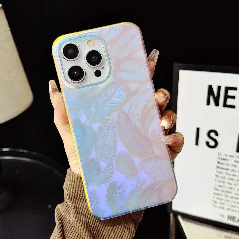 eybag Bling Shiny colorful Laser Silver Sand Gradient Phone Case For iPhone 11 12 13 14 15 Pro Max Shockproof Lens Soft IMD Cover