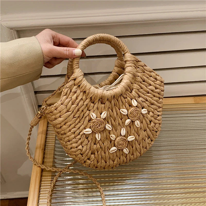 eybag Casual Handmade Rattan Handbags Female Crossbody Bags For Women Straw Bag Bohemia Beach Bags Totes Purses Women's Bag Sac