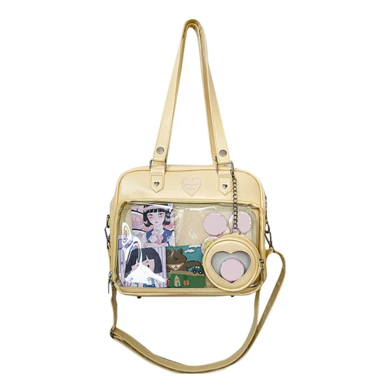 eybag Japanese Harajuku Itabag Girls PU Transparent Bag School Student Handbags Ita Bag Tote JK Uniform Shoulder Crossbody Bag