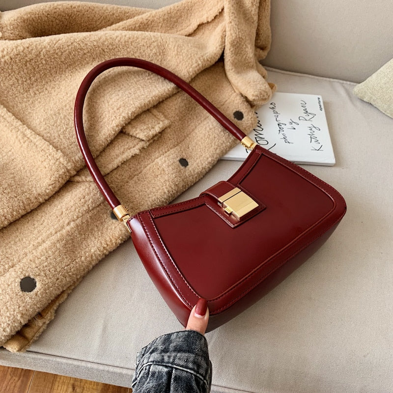 eybag Solid Color PU Leather Shoulder Bags For Women 2022 hit Lock Handbags Small Travel Hand Bag Lady Fashion Bags