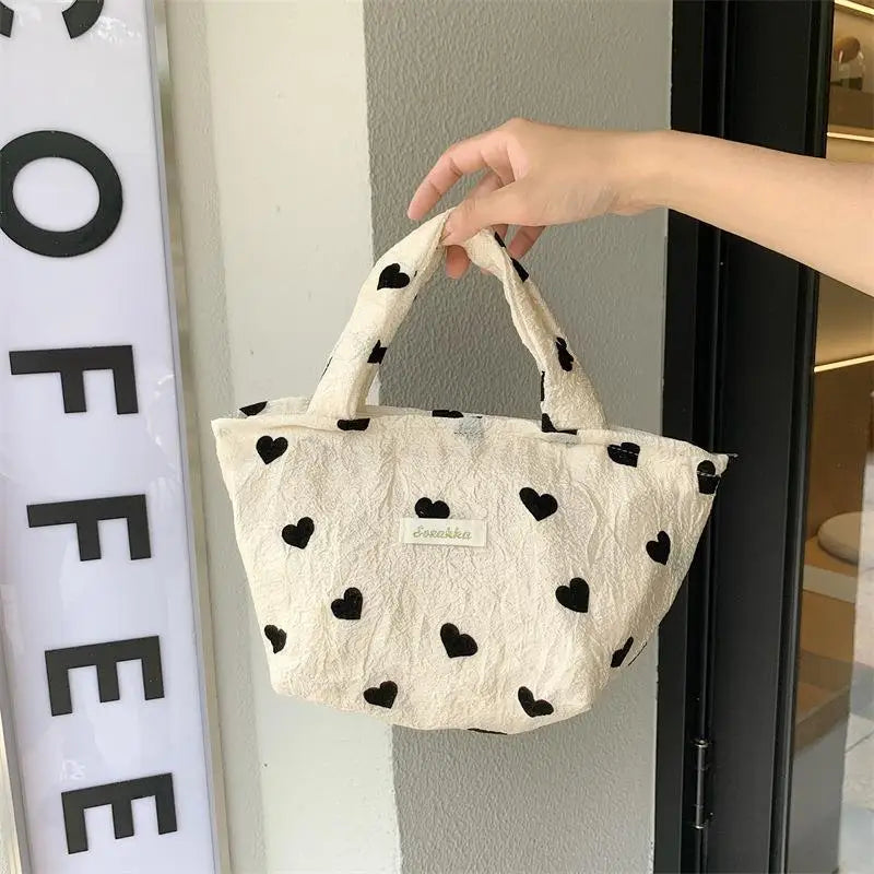 eybag Sweet Love Heart Women's Shoulder Bags Simple Ladies Vest Bag Thin Cloth Female Tote Handbags Clutch Purse Shopping Bag