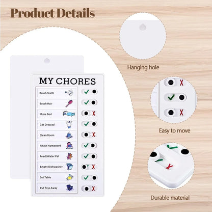 eybag 1 PC Kids Chore Chart with 5 Pcs Blank Card,Plastic Checklist Board with Detachable Cardstock to Do List for Routine Planning