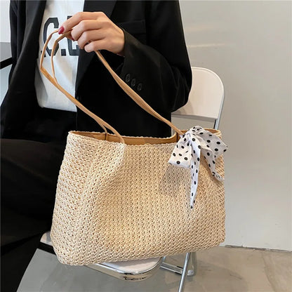 eybag Fashion Straw Weave Tassel Women Shoulder Bags New Female Handbags Large Capacity Summer Beach Straw Bags Casual Tote Purses