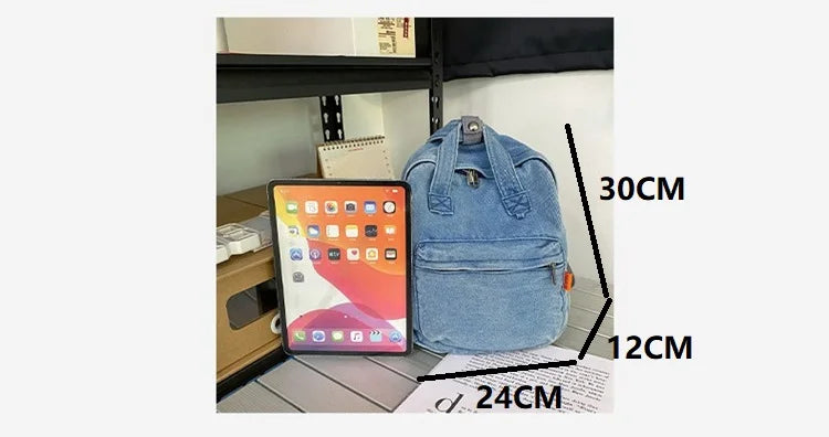 eybag Denim Women Backpack Small Casual School Bag for Teenage Girls Female Shoulder Bag Designer Backpack Cowboy tote blue mochila