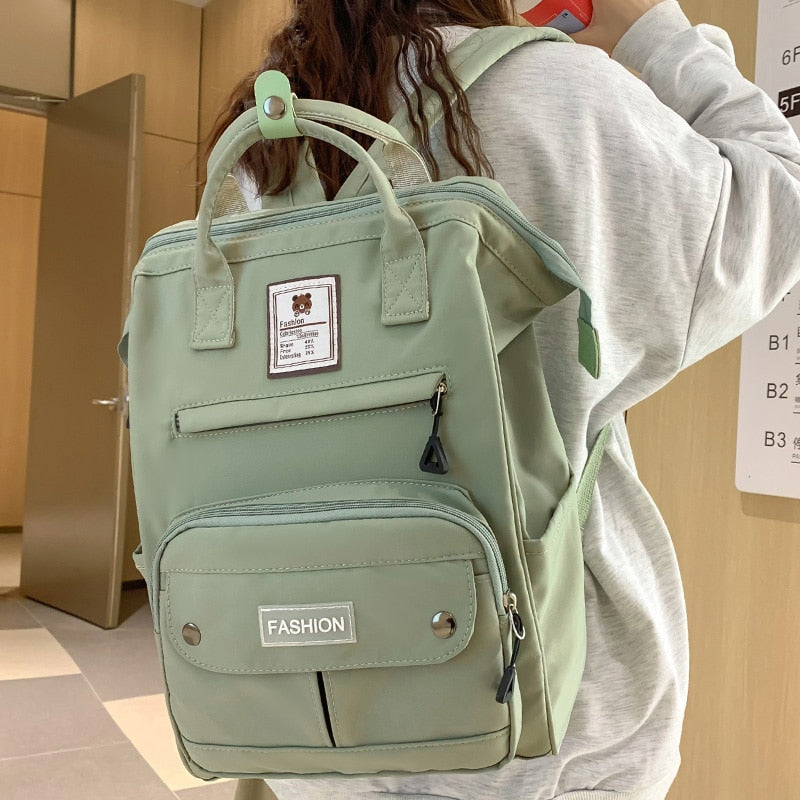 eybag Kawaii Cute Girl Large Capacity Student Backpack Solid Colors Are Portable Lady Schoolbag Nylon Waterproof Travel Bag Book Pack