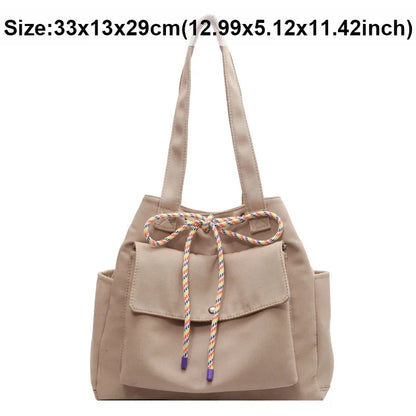 eybag Newest Design Canvas Shoulder Bags Large Capacity Handbags Tote for Female Women's Big Bags Khaki/Black/Beige Solid Color