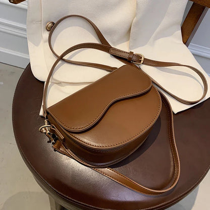 eybag Vintage Small Bag Women's Fashion Autumn & Winter Shoulder Crossbody Bag PU Leather Tote Handbags Female Underarm Saddle Bags